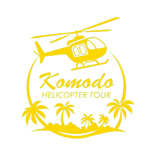 Helicopter in Helipad with view Komodo Island | Komodo Helicopter Tour